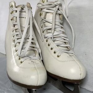 LAKE PLACID ALPINE 900 Women White/Gold Ice Skates Sz 10